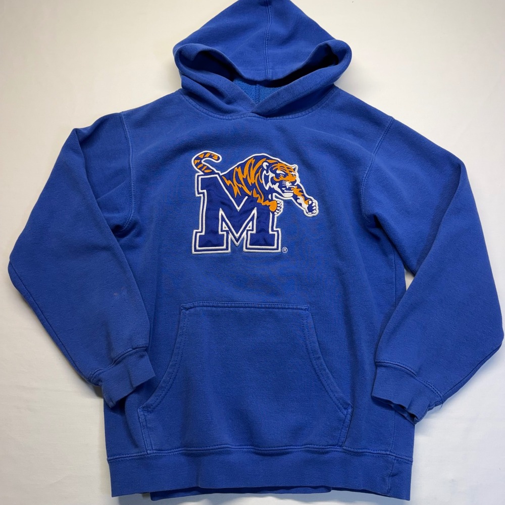 Genuine Stuff Memphis Tigers Hoodie Youth L Blue Embroidered NCAA Pullover